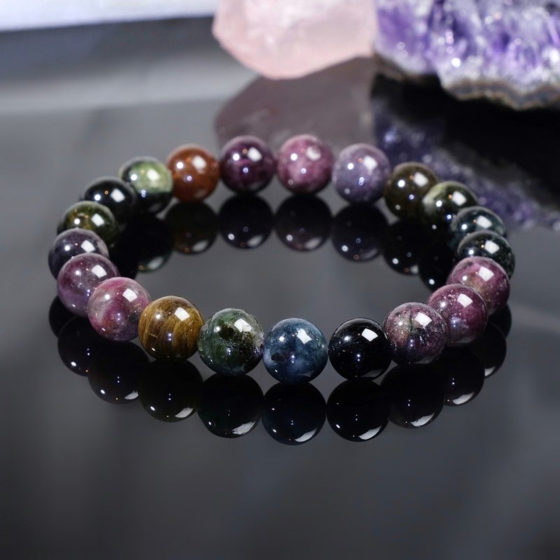 #489一图一物/9mm黑玫瑰碧玺水晶手链 黑美人碧玺 美容健康 - 手链/手环 - 水晶 多色