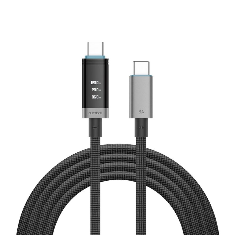 CUKTECH 酷态科 编织充电传输数显线Type-C 1.5m/2m 240W PD - 充电宝/传输线 - 其他材质 黑色