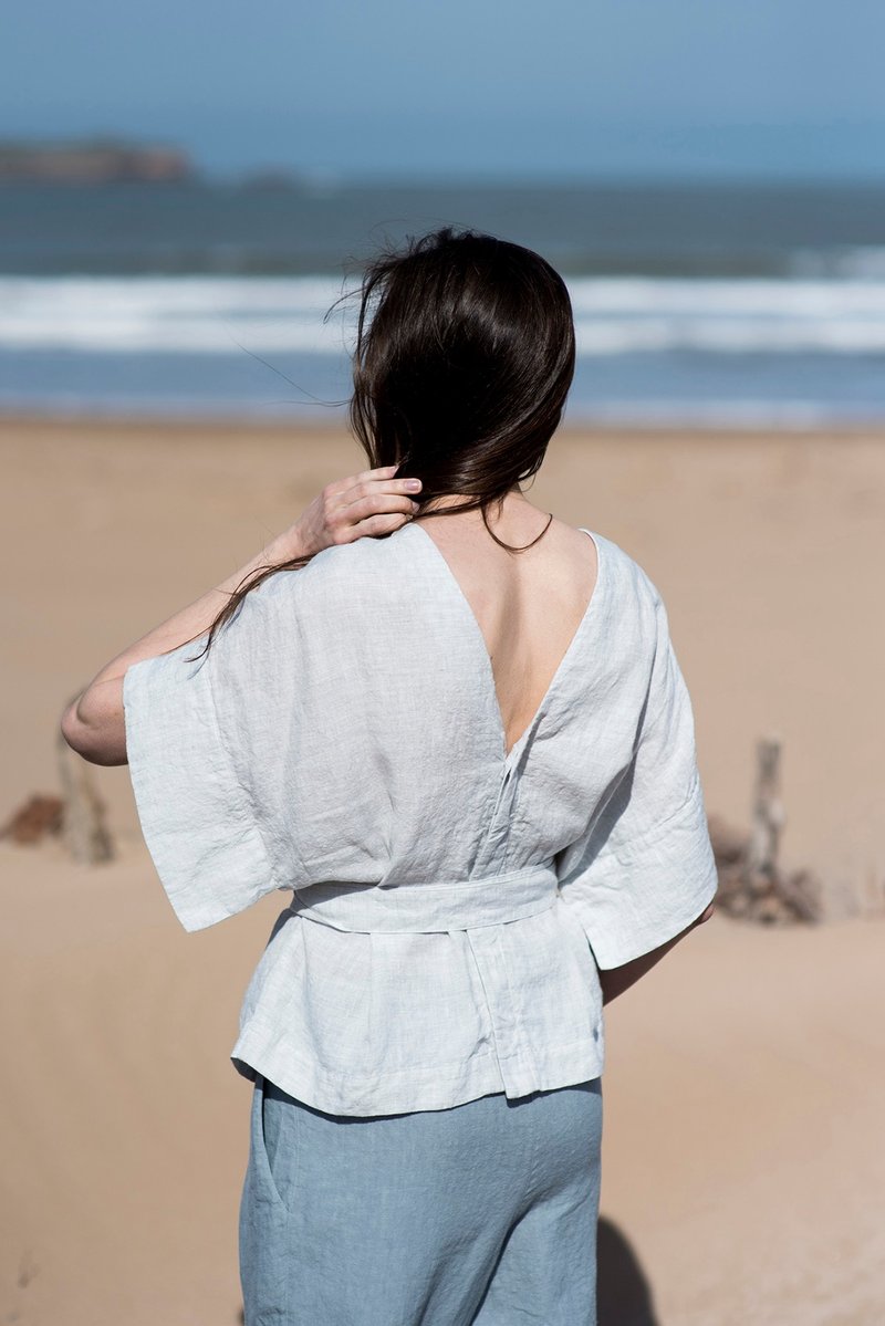 Linen Blouse Motumo 16P1 - 女装衬衫 - 亚麻 多色