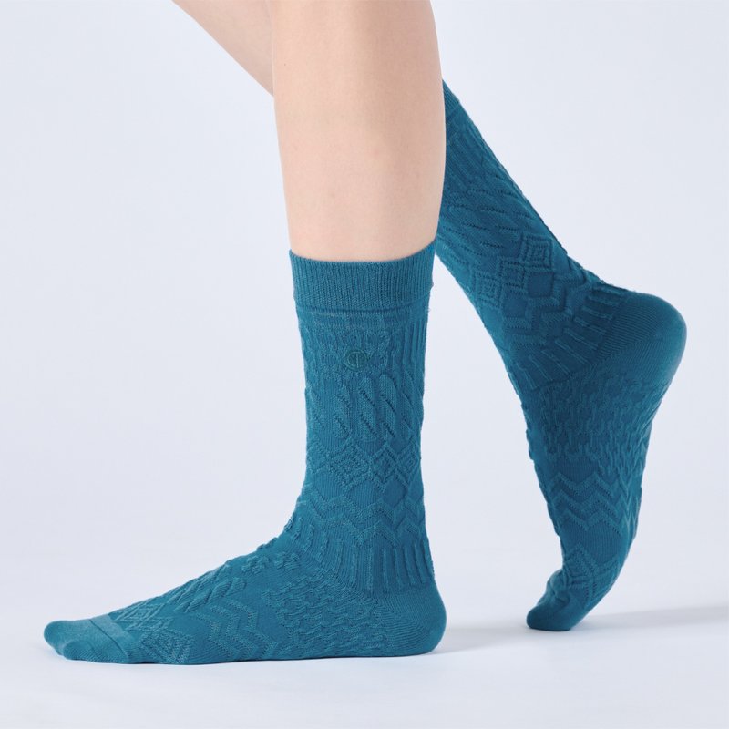 森林之夜 中筒袜 - 蓝绿(F) - 袜子 - 棉．麻 绿色