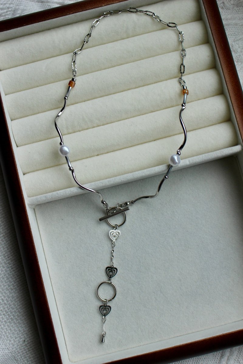 邂逅・手工珍珠项链・生日/毕业/情人节/圣诞交换礼物 - 项链 - 不锈钢 银色