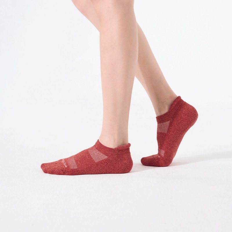 后枕透气足弓踝袜/捻纱红(M)-MIT抗菌运动袜 - 袜子 - 棉．麻 红色