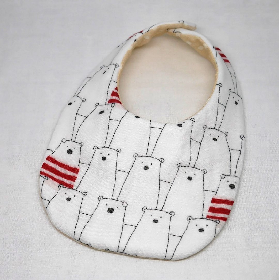 Japanese Handmade 8-layer-gauze Baby Bib - 围嘴/口水巾 - 棉 白色