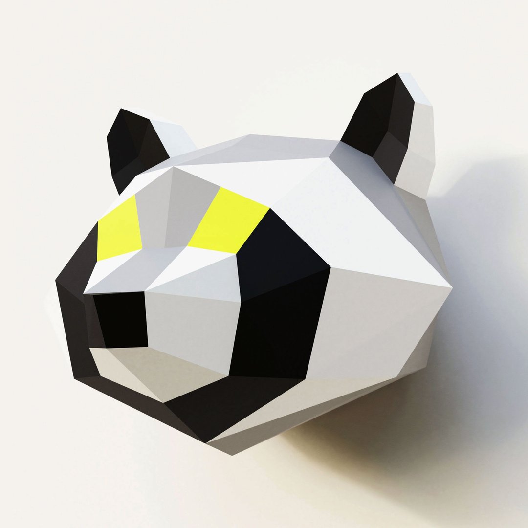 DIY Low Poly Raccoon Trophy (printable pdf template). Paper Sculpture, Low poly - 手工艺教程/工具书 - 其他材质 