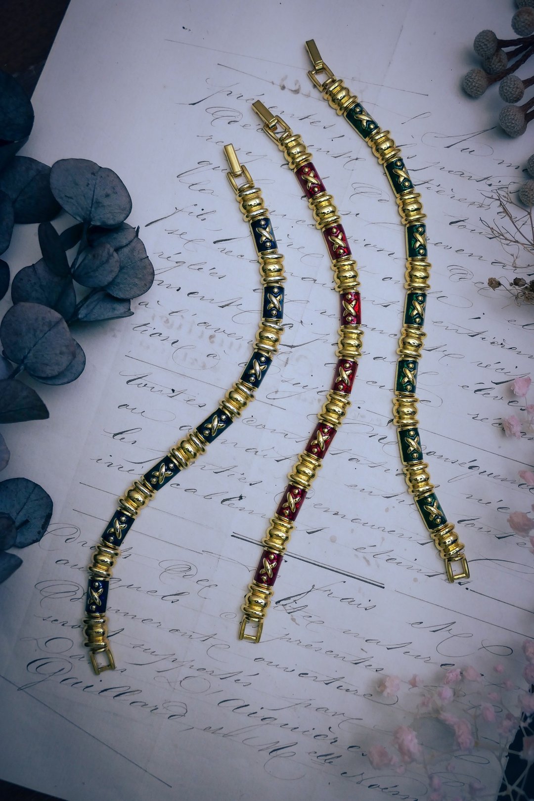 Joan Rivers 三色珐琅手链套组—美国古董首饰 Vintage Jewelry - 手链/手环 - 珐琅 