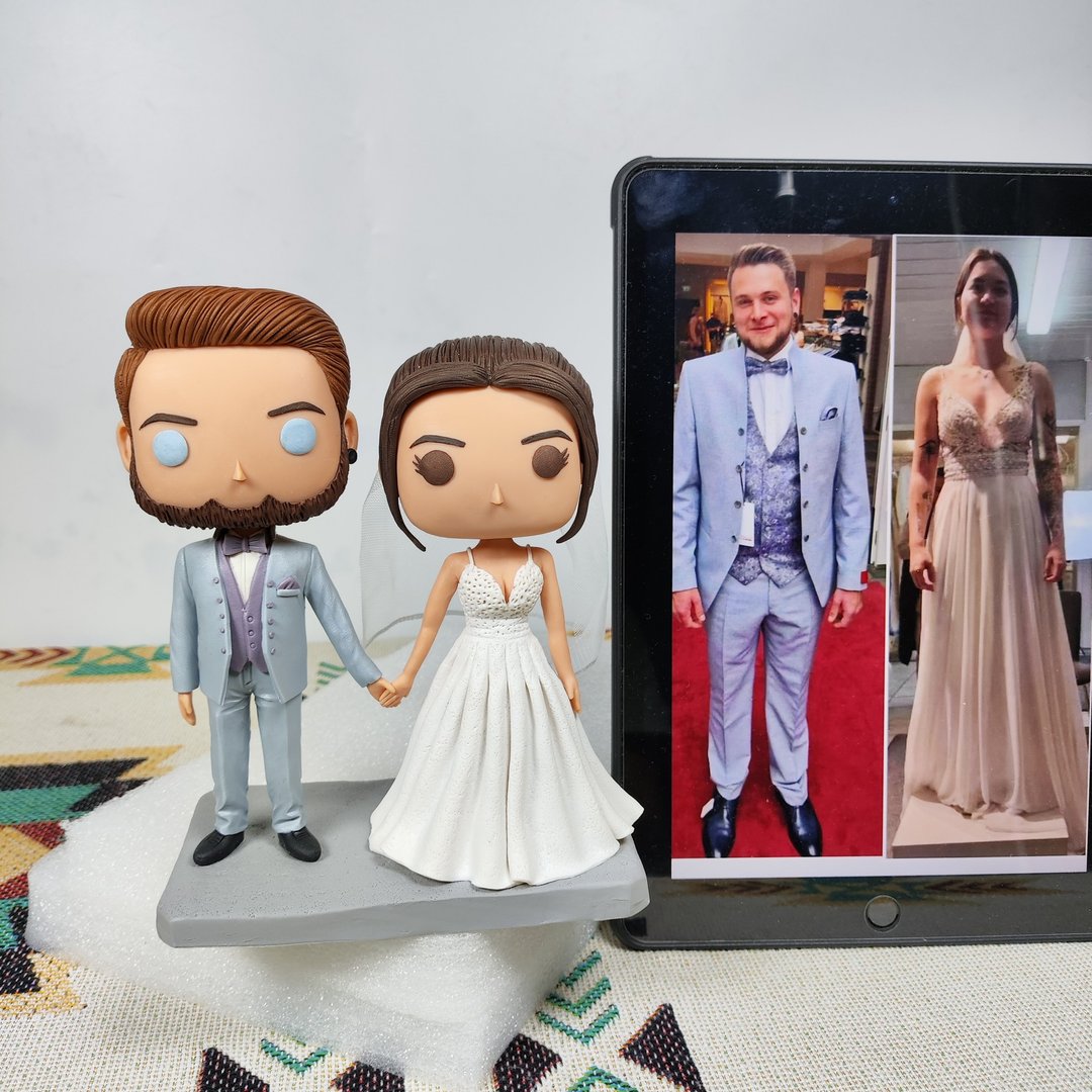 纯手工定制美国Funko Pop 自画像公仔情侣父母夫妻结婚周年礼物 - 玩偶/公仔 - 粘土 多色