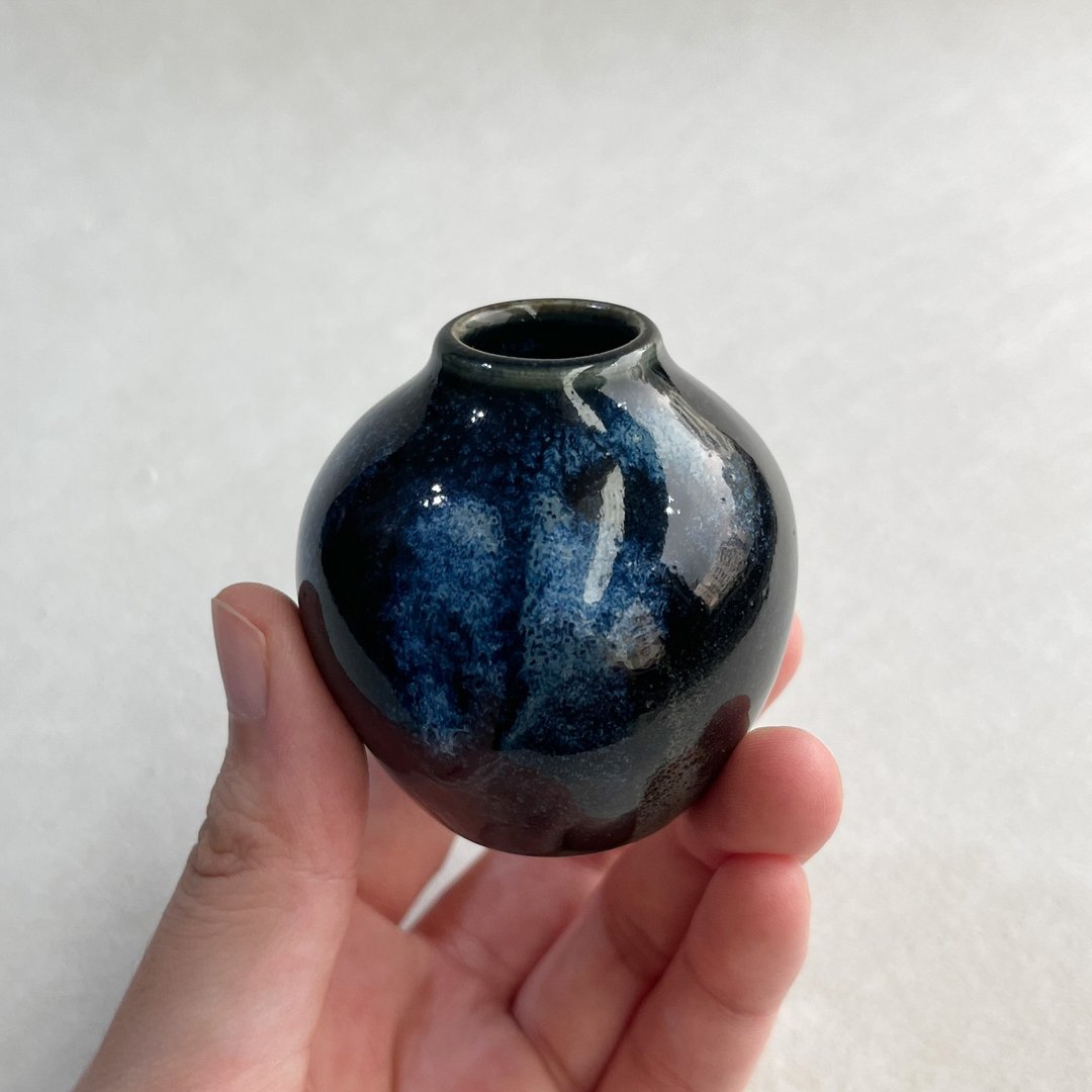 手工陶瓷迷你花瓶 扩香瓶 花器 精油瓶 花瓶 陶艺 圣诞礼物 - 花瓶/陶器 - 陶 蓝色