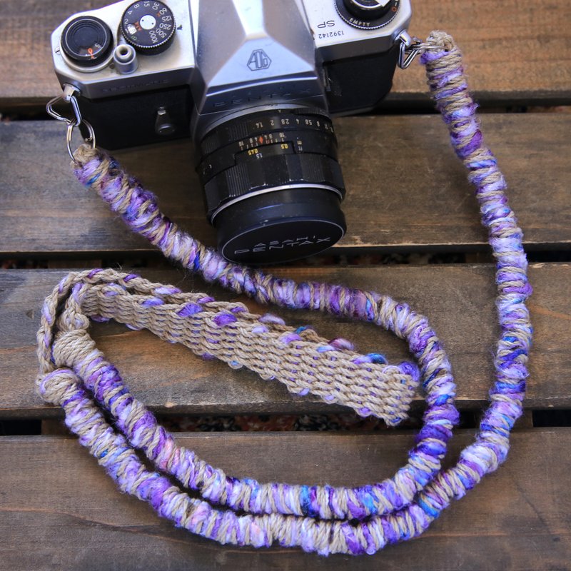 Limited quantity / Pure silk and Banana Nuyan hemp string Hemp camera strap / Double ring - 其他 - 棉．麻 紫色