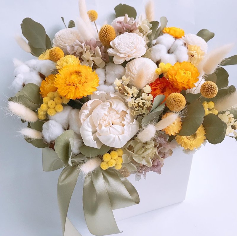 干燥花盆花黄白色系 - 干燥花/捧花 - 植物．花 黄色