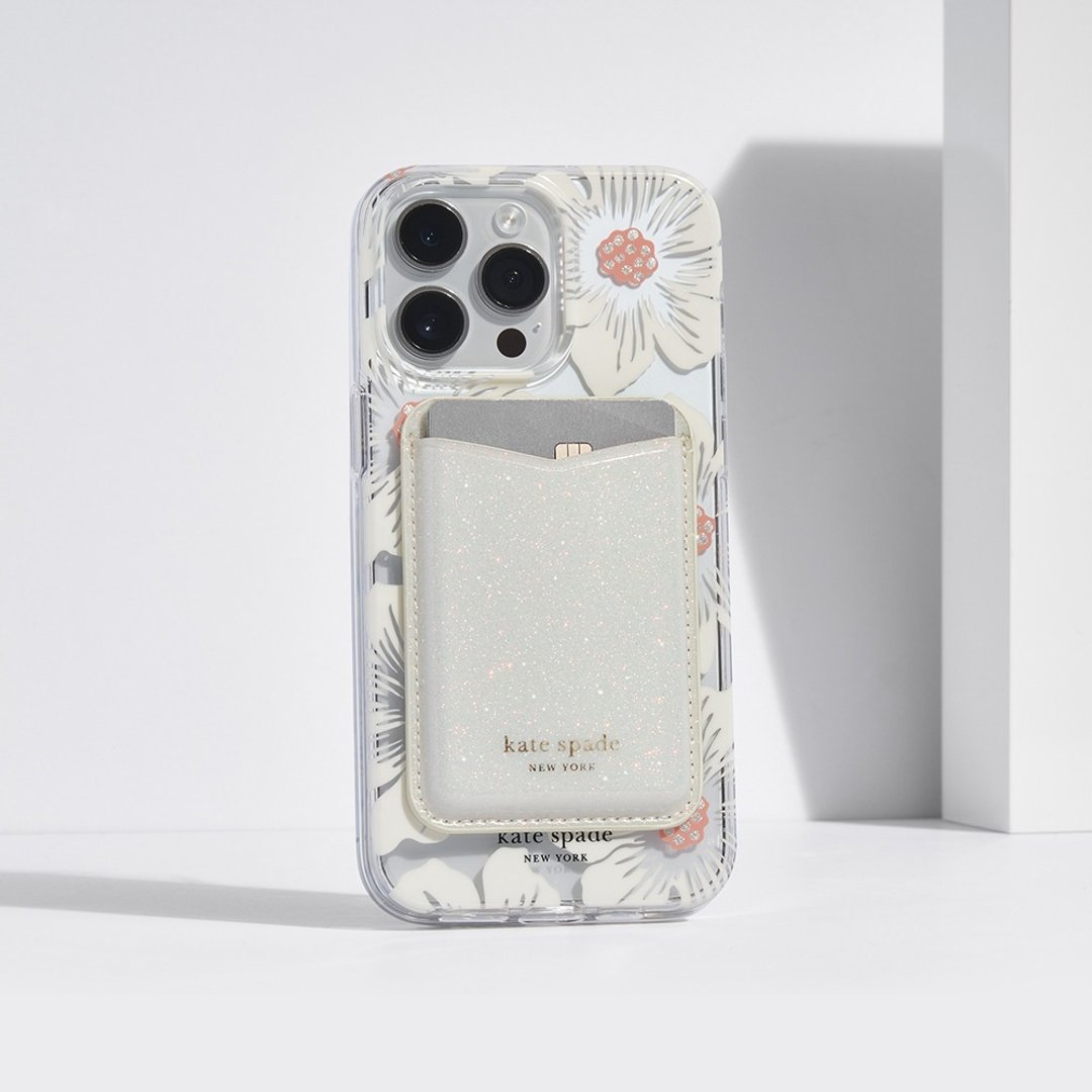 【kate spade】MagSafe 时尚卡套 闪亮白 - 手机配件 - 塑料 白色