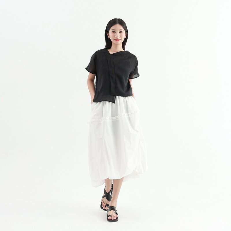 Yingying_盈盈茧型裙_25SF203_白 - 裙子 - 聚酯纤维 白色
