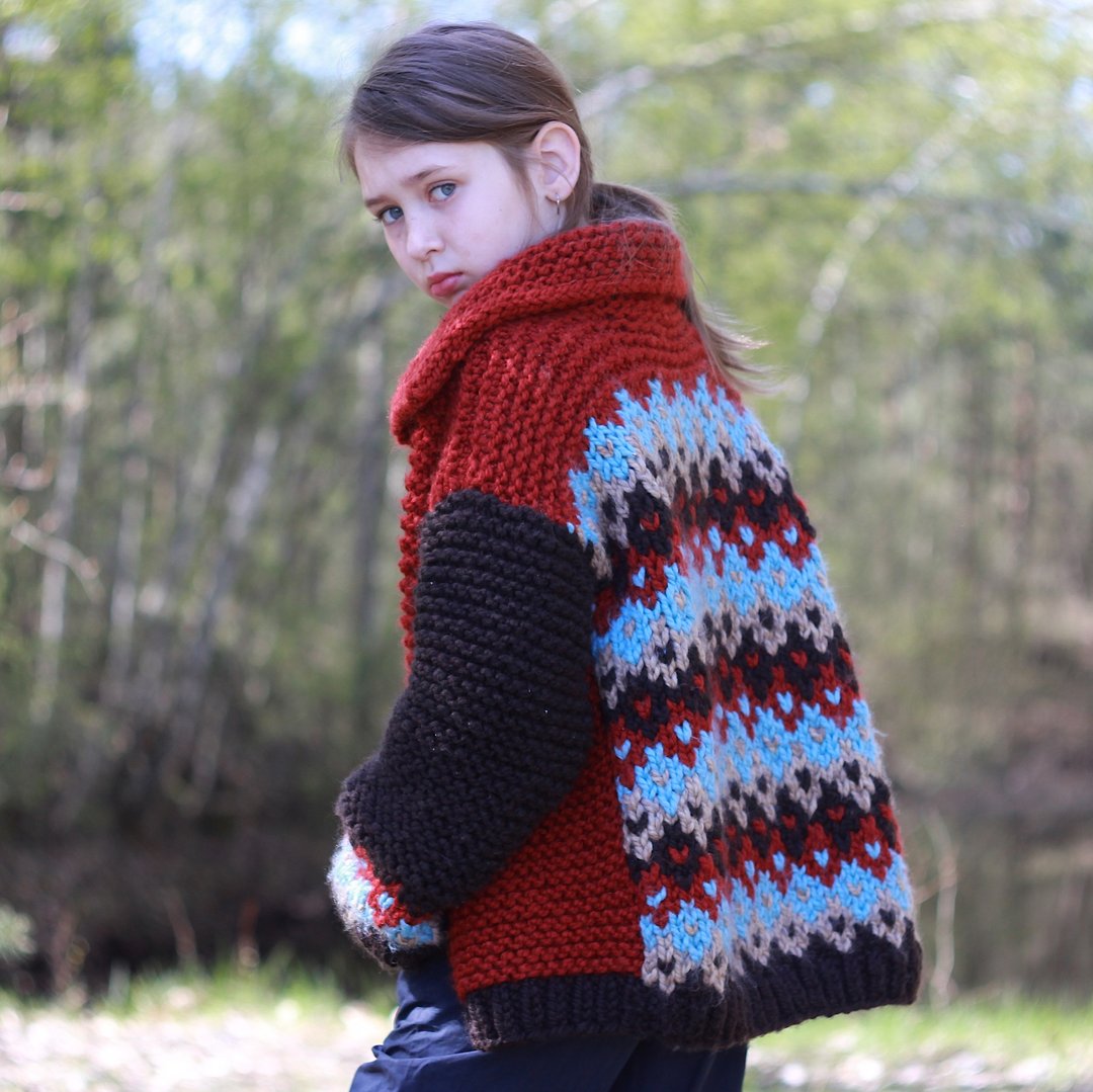 Cardigan KNITTING PATTERN The Leah chunky cardigan/sizes 3-4 years up to 3XL - 编织/刺绣/羊毛毡/裁缝 - 其他材质 咖啡色