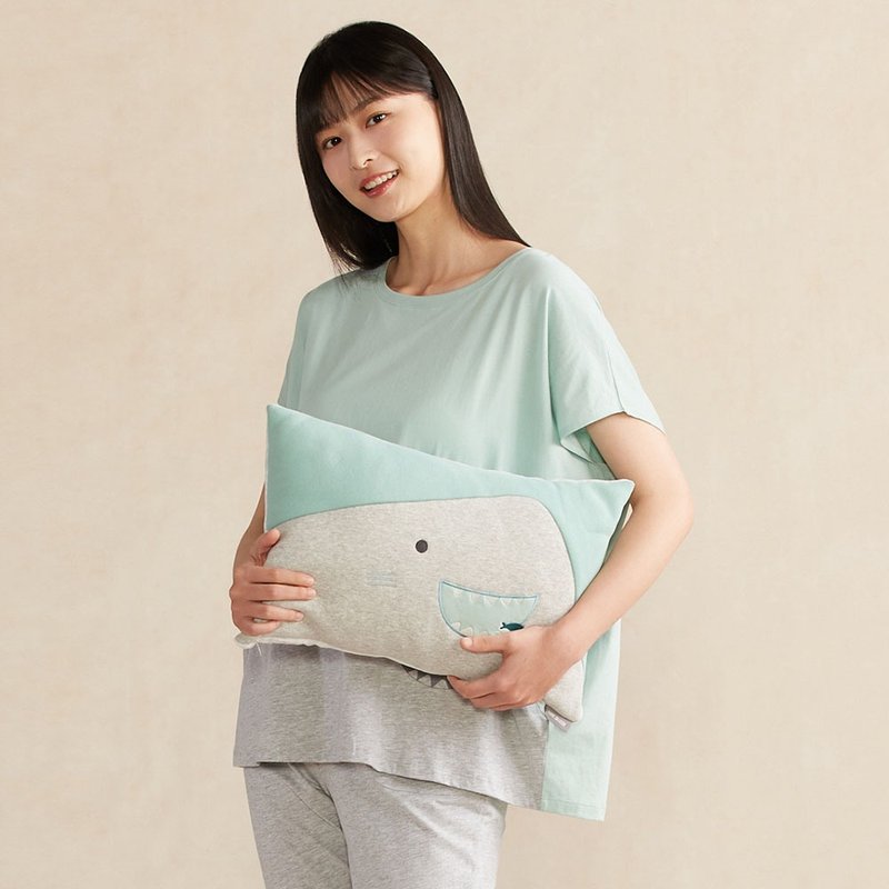 鲨鱼方形抱枕(30x45厘米) -薄荷绿 - 枕头/抱枕 - 棉．麻 绿色