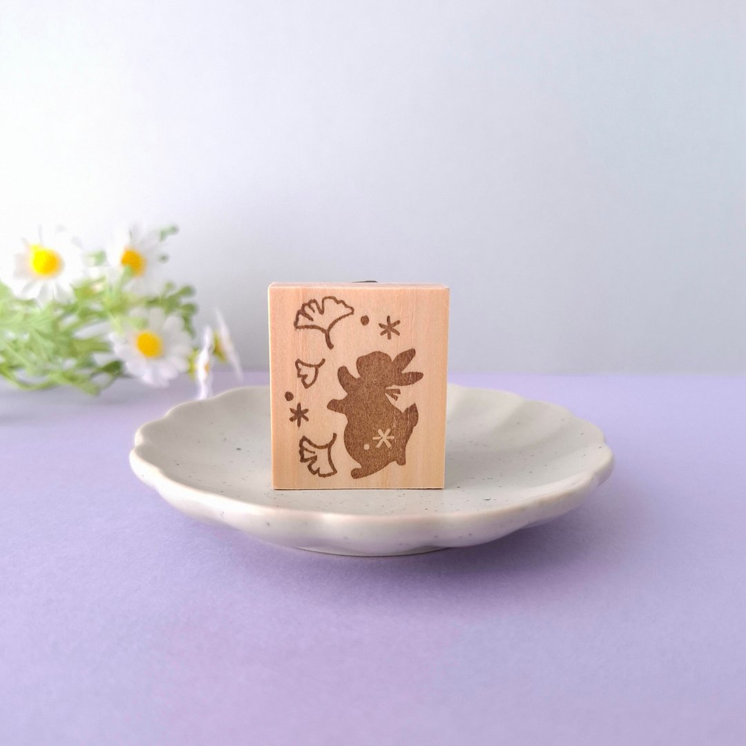 秋 银杏与兔子 橡皮擦印章  Ginkgo - 印章/印台 - 橡胶 透明