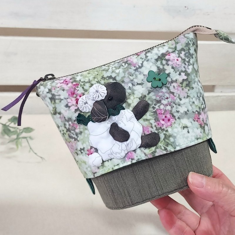 笑笑羊 伸缩小包|笔袋 - 铅笔盒/笔袋 - 棉．麻 绿色