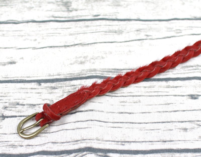 Back to Green - 腰带 红色毛毛 // vintage belt - 皮带/腰带 - 其他人造纤维 