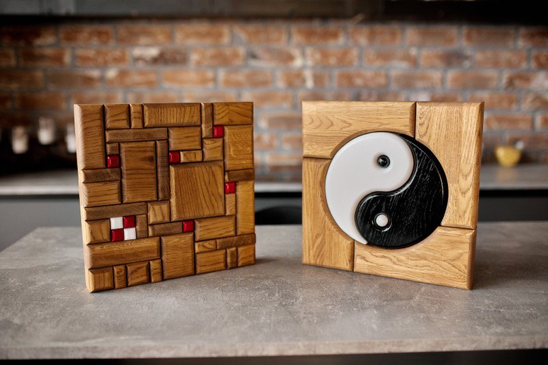 系列木墙艺术面板混沌与和谐墙装饰钥匙扣 - 墙贴/壁贴 - 木头 