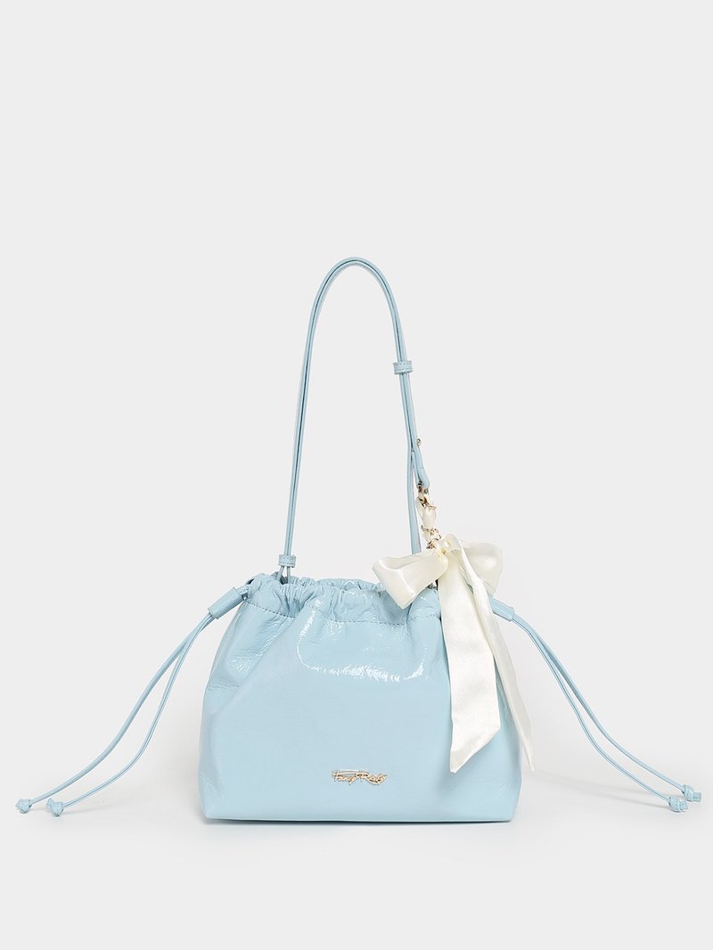 蝴蝶结抓皱流浪包 - 侧背包/斜挎包 - 其他材质 蓝色