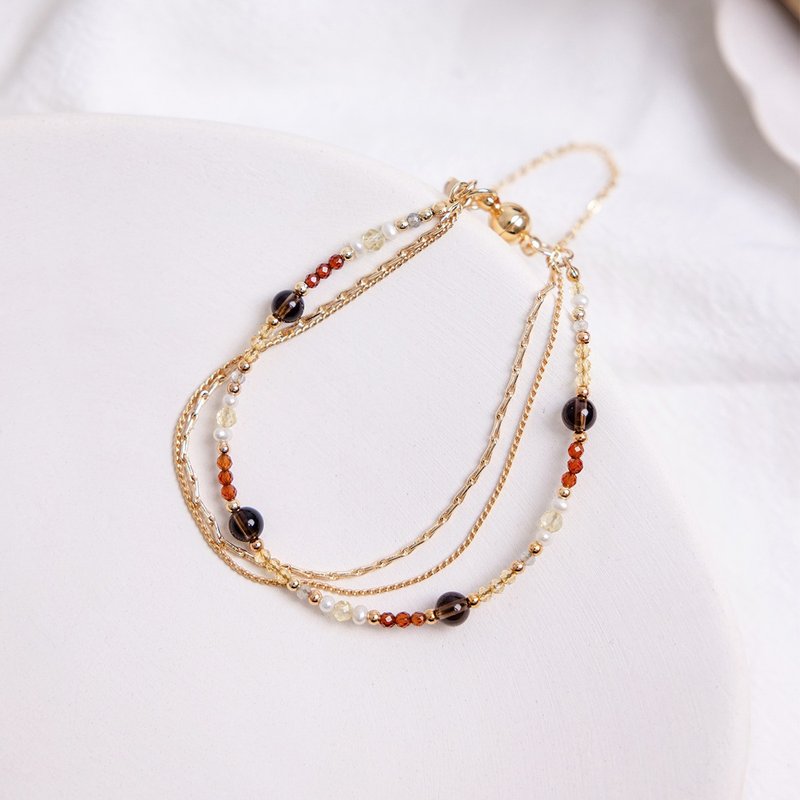 财运 x 茶晶 黄水晶 橙石榴石 【向日葵 • 眼中只有你】磁扣手链 - 手链/手环 - 宝石 黄色