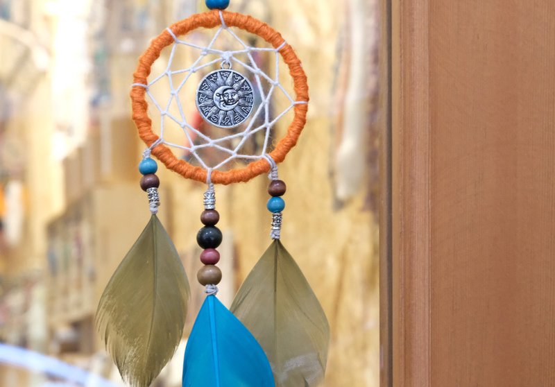 捕梦网挂饰 - 月亮 / 太阳 / 12星座 - 摆饰 - 棉．麻 橘色