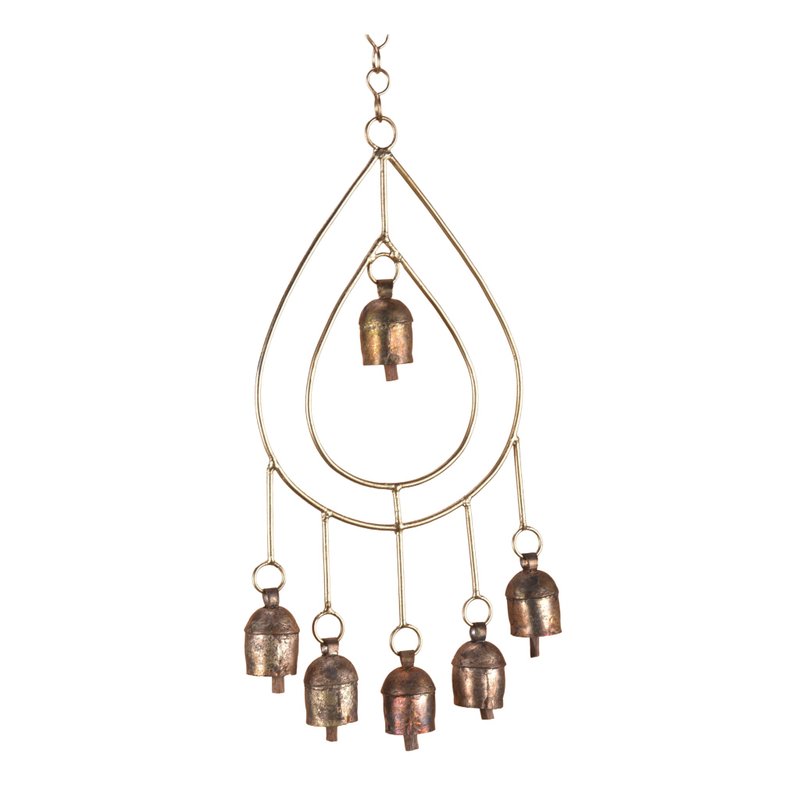 户外风铃装饰 六铃金色古铜色吊饰 阳台庭院门廊适用 - 摆饰 - 其他材质 金色