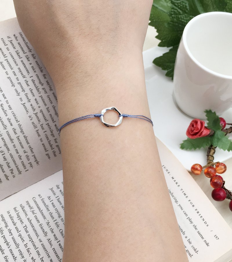 幸福线 纯银 五角形 红线 手链 手绳 几何 个性 风格 - 手链/手环 - 棉．麻 黑色