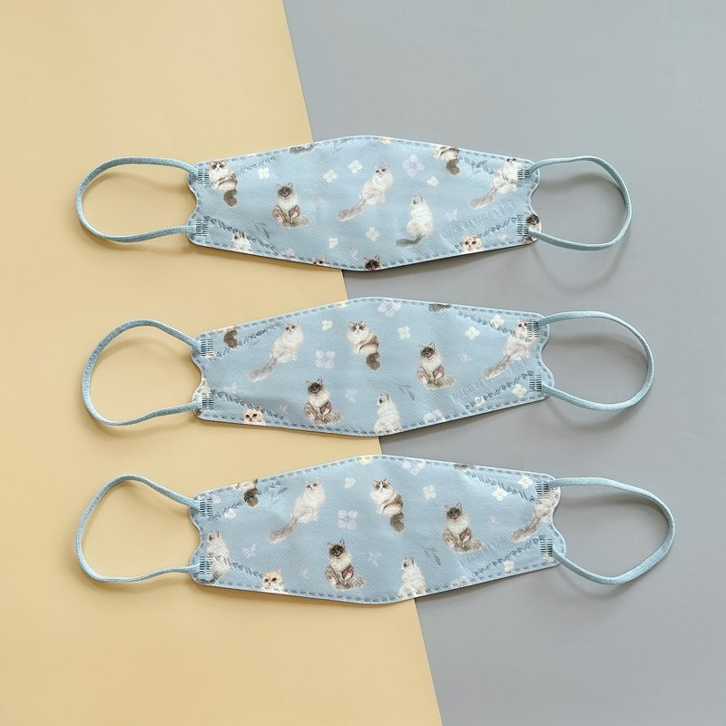 yudamask 英格蓝猫 布偶猫 立体医用口罩/成人 - 口罩 - 聚酯纤维 蓝色