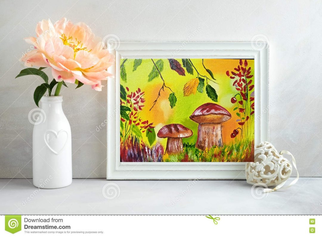 秋季景观蘑菇和浆果艺术装饰儿童原创油画明亮的绘画装饰幼儿园和 - 墙贴/壁贴 - 其他材质 多色