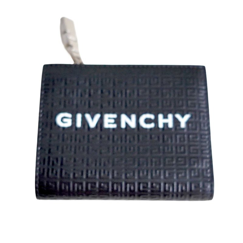 GIVENCHY 黑色迷宫 Monogram 图案花纹短钱包皮夹银包钱包 奢侈精品 - 皮夹/钱包 - 真皮 黑色