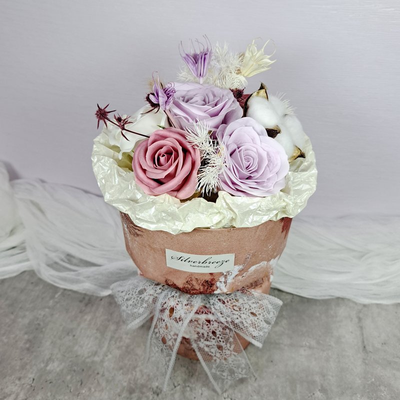 玫瑰花束 花礼 生日花束 母亲节 情人节 毕业花束 PS-002 - 干燥花/捧花 - 聚酯纤维 蓝色