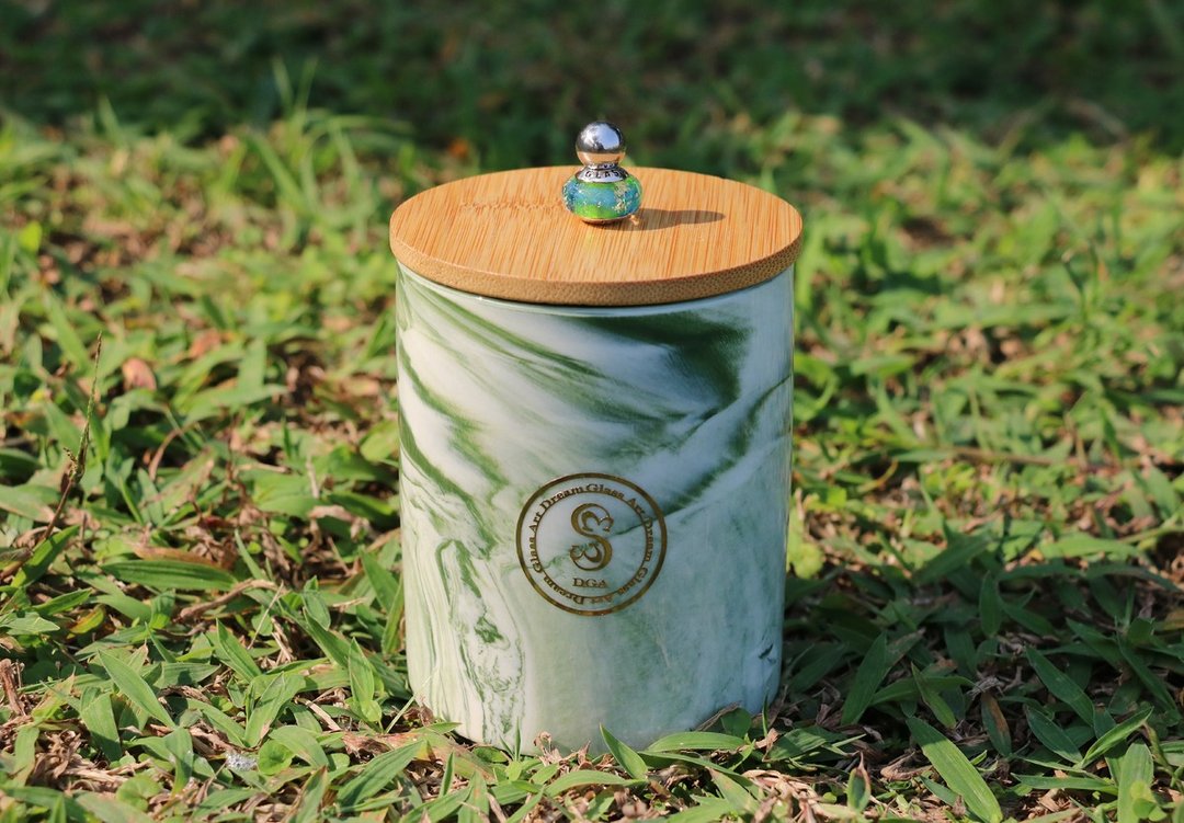 宠物骨灰/毛发/纪念瓶 - S size-大理石-綠 - 订制抱枕/饰品 - 陶 绿色