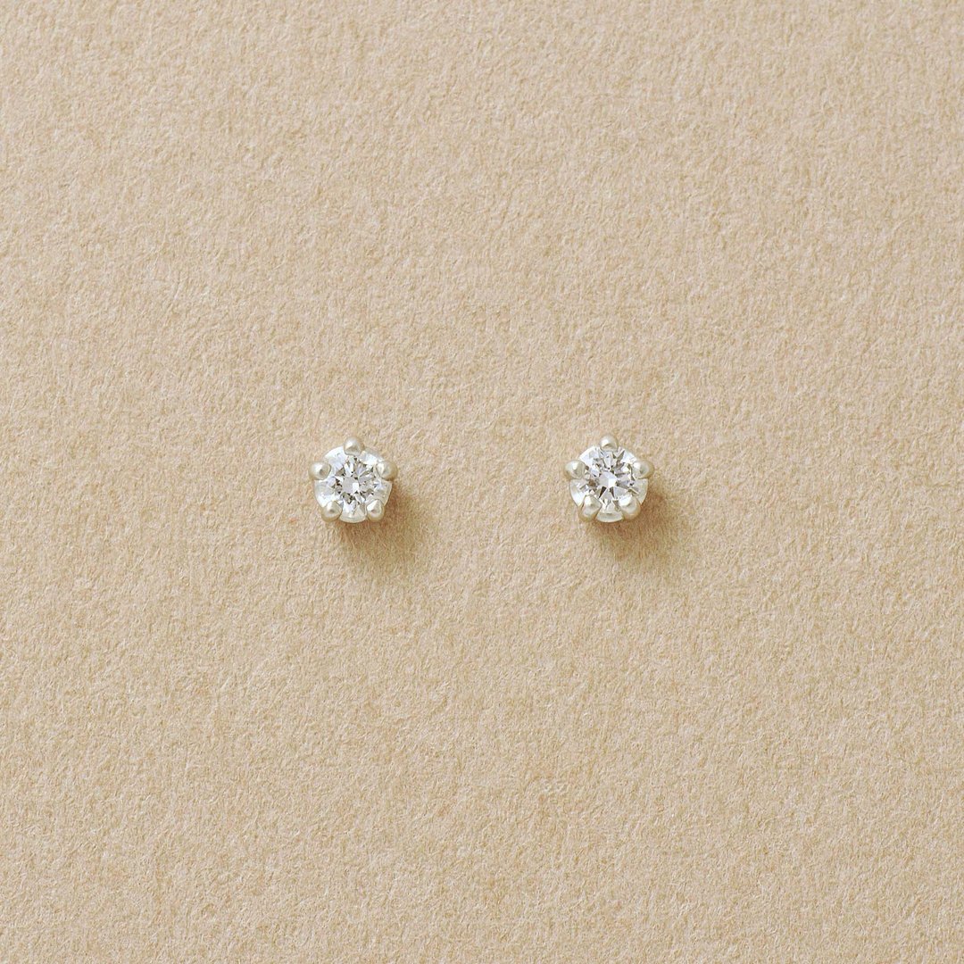 【Second Earrings】 铂金钻石耳环 0.06ct - 耳环/耳夹 - 贵金属 