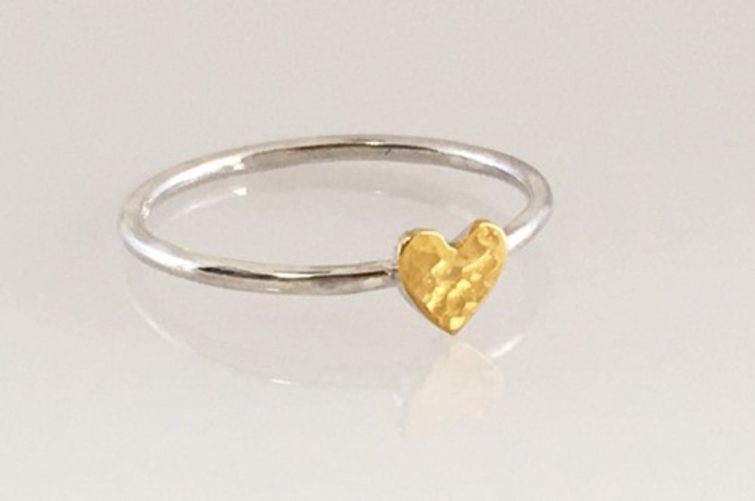 Golden Heart K24 Pure Gold + Silver Ring Pure Gold + Silver Heart Ring / Ring - 戒指 - 其他金属 