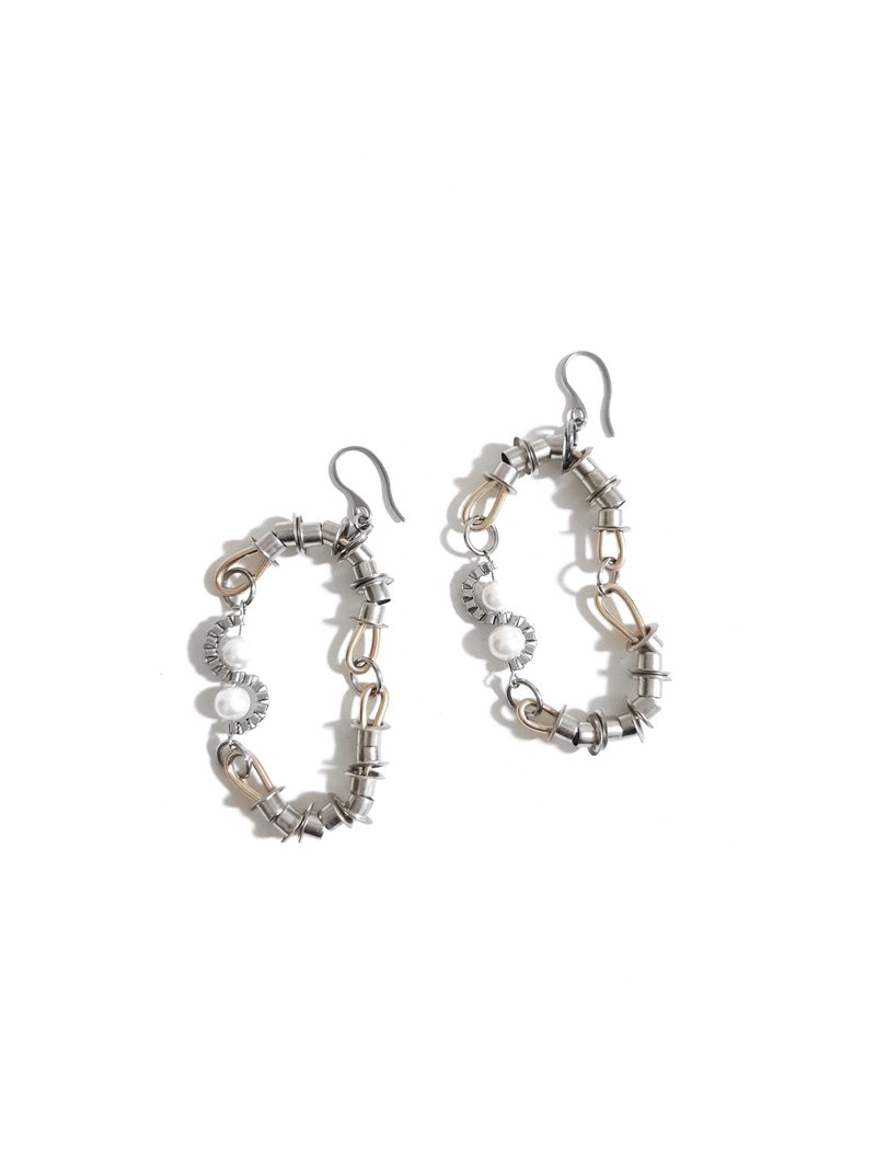 HIRO Earrings :SILVER - 耳环/耳夹 - 不锈钢 银色