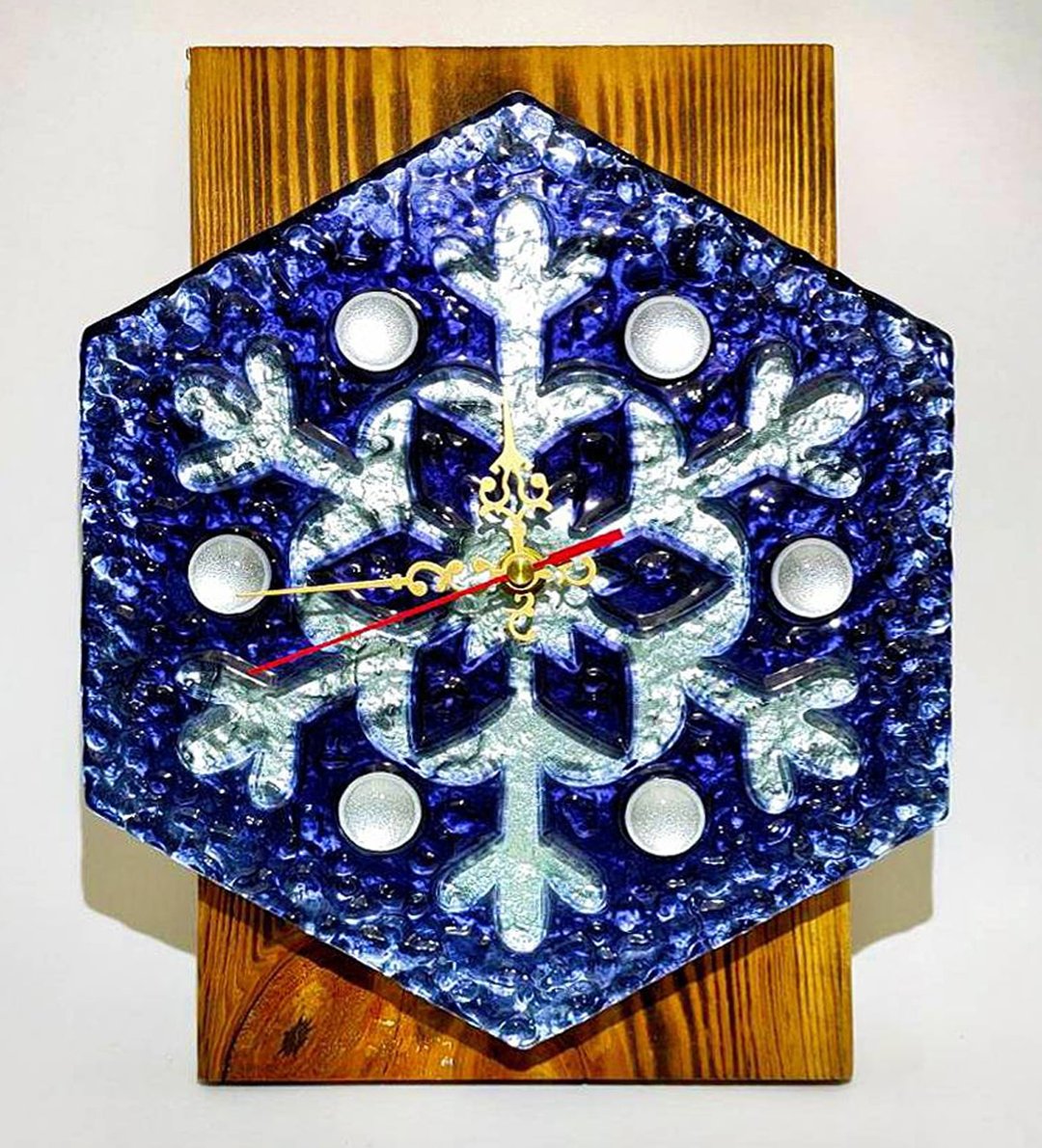 窑烧玻璃雪花挂钟 窑烧玻璃 时钟 - 时钟/闹钟 - 玻璃 