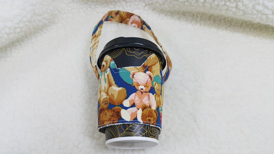 熊仔 猫耳朵带着走环保饮料杯套提袋/双面可用 - 随行杯提袋/水壶袋 - 棉 多色