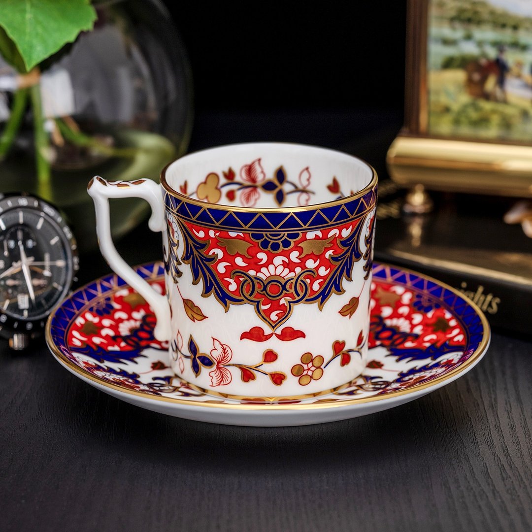 英国制Royal Crown Derby 1988伊万里古韵 骨瓷咖啡杯盘组 - 咖啡杯/马克杯 - 瓷 