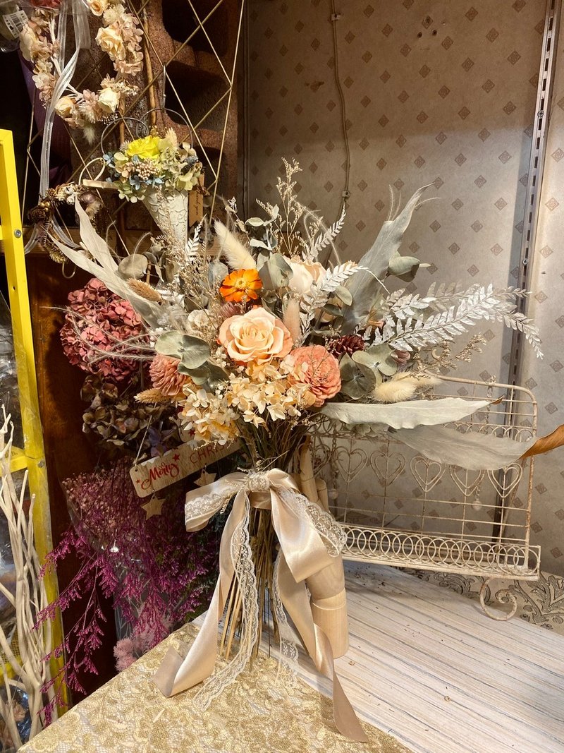 橘黄色调不凋花自然绑束捧花 - 其他 - 其他材质 橘色