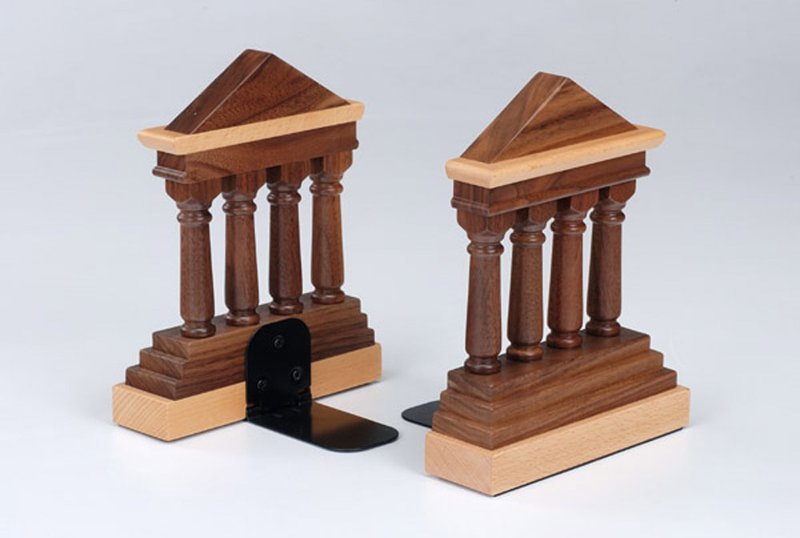 希腊雅典神庙书挡 实木书架 Temple Bookends - 收纳用品 - 木头 黄色