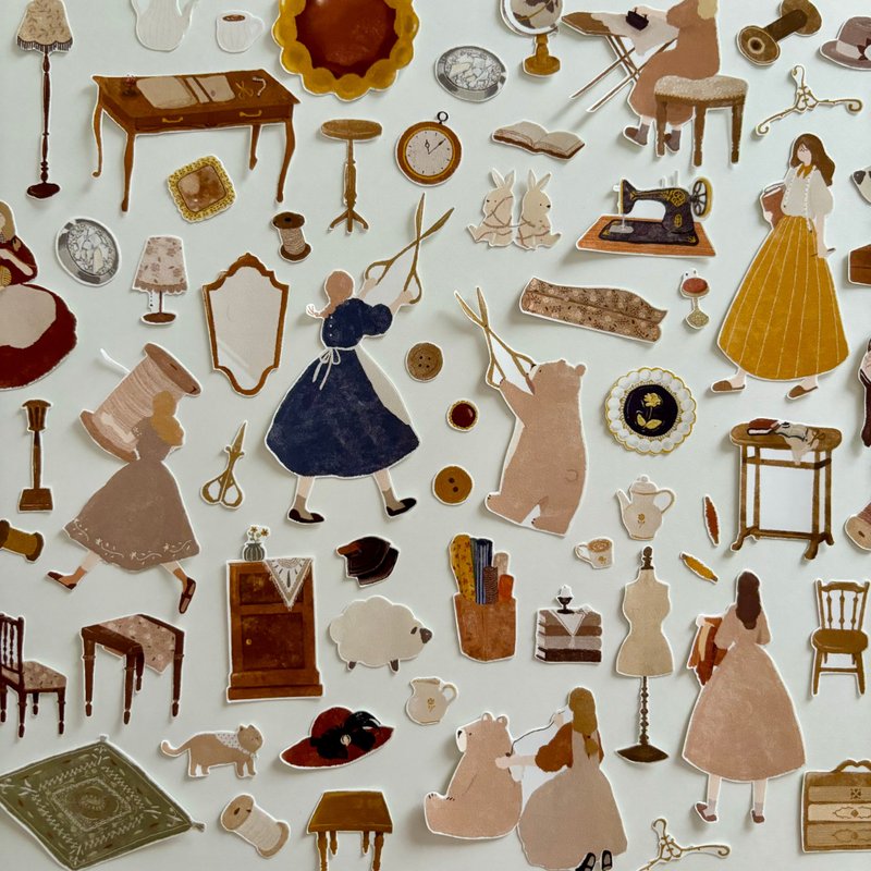 时装 - 贴纸 - 纸 咖啡色