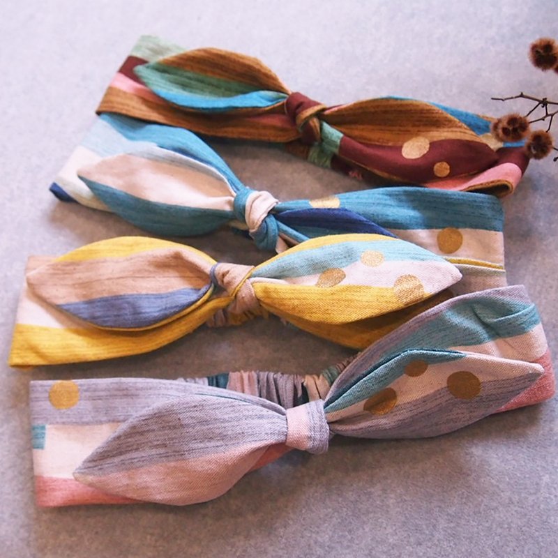 烫金几何款 4色 宽版发箍 蝴蝶结发箍 新娘发带 - 发饰 - 棉．麻 多色