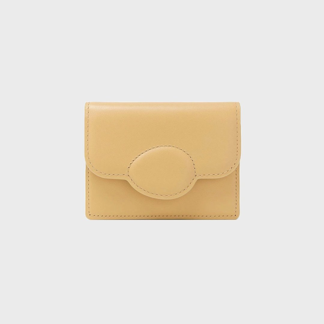 Pebble Card Wallet 玉米奶油色 (意大利牛皮) - 名片夹/名片盒 - 真皮 黄色