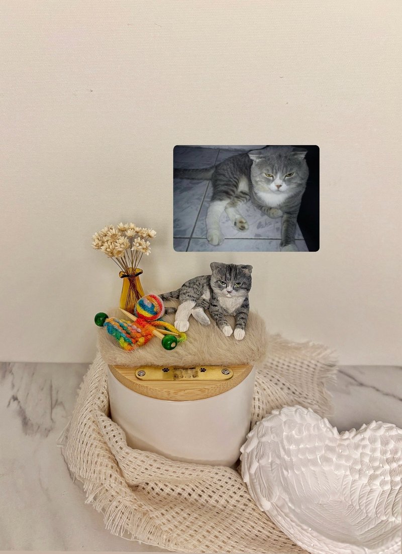 丨定制丨毛线小围巾丨毛线球仿真皮毛地毯宠物礼物纪念盒/骨灰罐 - 其他 - 粘土 黄色