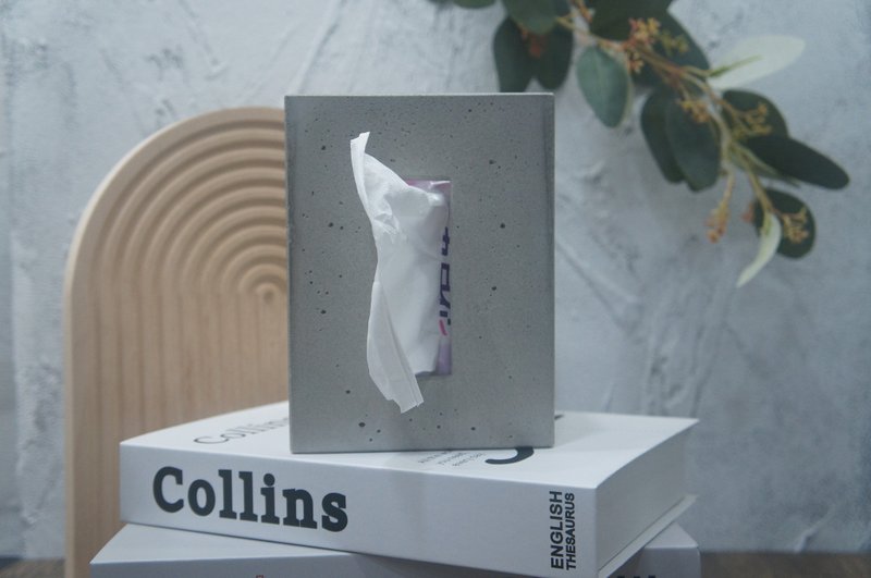 水泥制面纸盒 轻巧抽取包款 订制品 - 纸巾盒 - 水泥 灰色