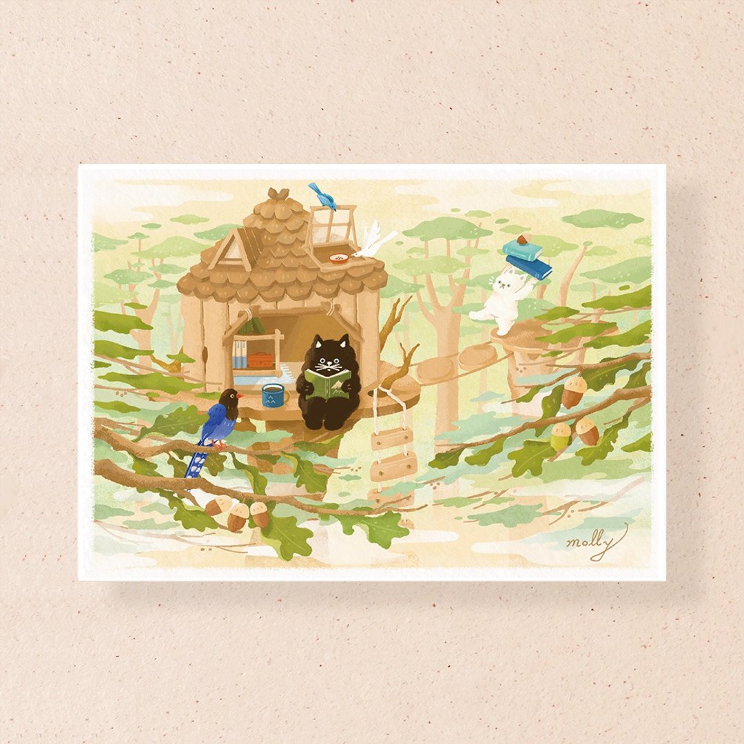 postcard-森林树屋 - 卡片/明信片 - 纸 卡其色