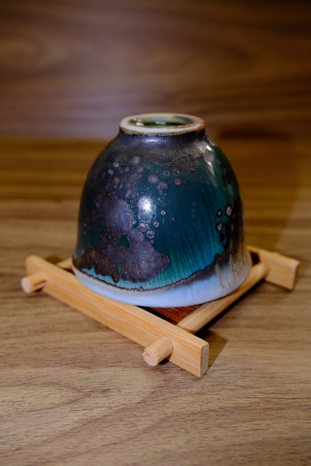 柴烧茶杯 - 落灰墨竹绿结晶杯 - 陶艺 - 陶 绿色