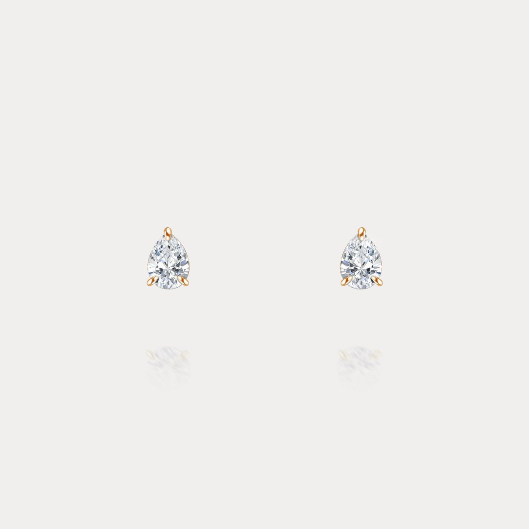 Promise | 0.40ct 水滴钻石(Pear Cut梨形切割) 天然钻石18K耳环 - 耳环/耳夹 - 钻石 白色
