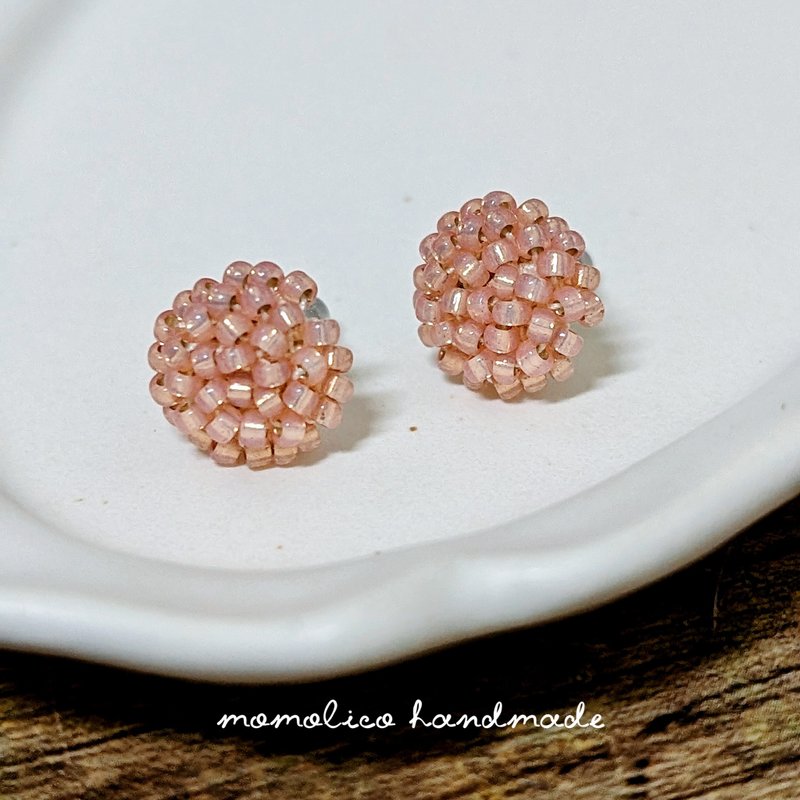 钩针 串珠 编织   耳环 蜜桃蛋白 - 耳环/耳夹 - 其他材质 橘色