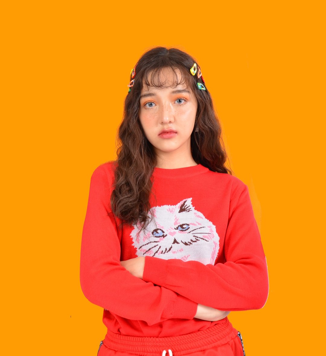 kitten Sweater Red - 女装针织衫/毛衣 - 其他材质 红色