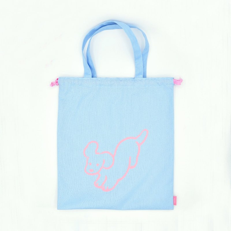 束口袋托特包 蓝色 (寺冈奈津美) - 手提包/手提袋 - 棉．麻 